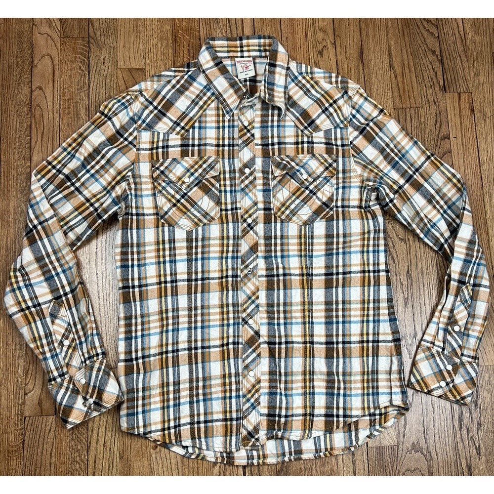 True Religion Plaid Western Pearl Snap Long Sleeve Shirt Men's Size 2XL